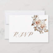 Rose Gold 3D Roses Wedding RSVP Kaartje (Achterkant)