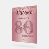 Rose Gold 80th Celebration Acrylic Sign Acryl Bord (Hoek)