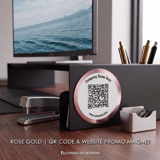 Rose Gold aangepaste QR-code en website promo Magneet