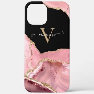 Rose Gold Agate Glitter Monogram Case-Mate iPhone Case