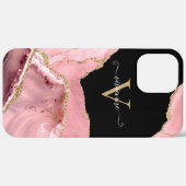 Rose Gold Agate Glitter Monogram Case-Mate iPhone Case (Achterkant / Rechts)