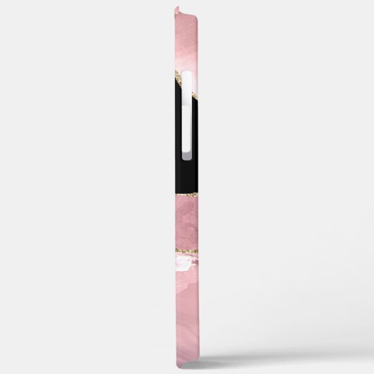 Rose Gold Agate Glitter Monogram Case-Mate iPhone Case (Achterkant / Links)