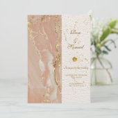 Rose Gold Alcohol Ink Elegant Wedding Invitation Kaart (Staand voorkant)