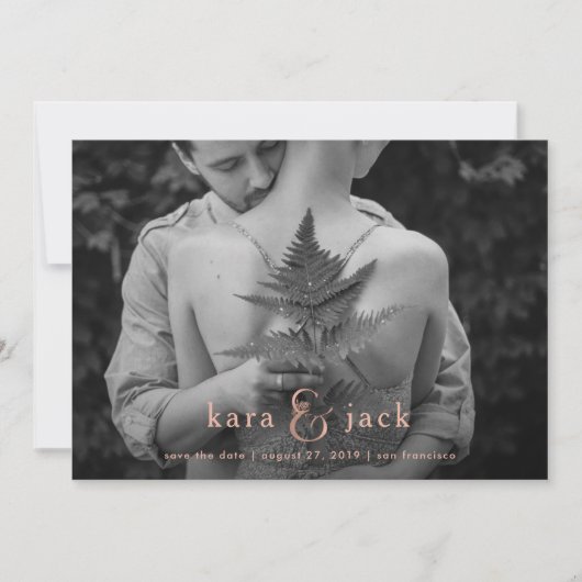 Rose Gold Ampersand | Vier Foto's Save the Date Kaart (Voorkant)