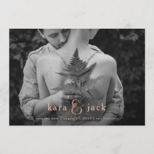 Rose Gold Ampersand   Vier foto's Save the Date Kaart