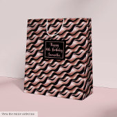 Rose Gold and Black Gift Bag Lux Birthday Accent Medium Cadeauzakje