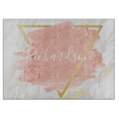 Rose Gold and Marble glitter Name Snijplank (Voorkant)