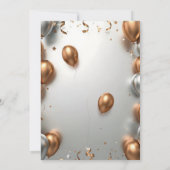 Rose Gold and Silver Balloons New Year's Party Kaart (Achterkant)