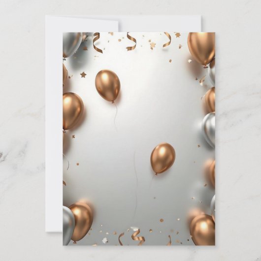 Rose Gold and Silver Balloons New Year's Party Kaart (Achterkant)