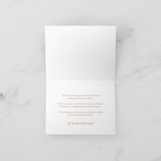 Rose gold and white wedding photo favor bedankkaart (Binnen)