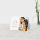 Rose gold and white wedding photo favor bedankkaart (Voorkant)