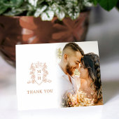 Rose gold and white wedding photo favor bedankkaart