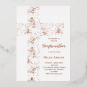 rose gold angels pattern cross Confirmation Folie Uitnodiging (Voorkant)