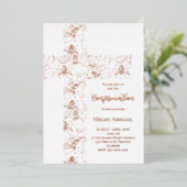 rose gold angels pattern cross Confirmation Folie Uitnodiging (Staand Voorkant)