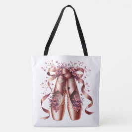 Rose Gold Ballet Slippers Large Shoulder Tote  Bag