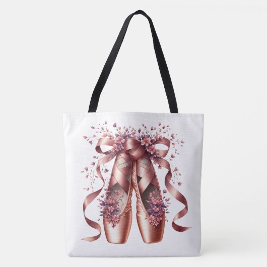 Rose Gold Ballet Slippers Large Shoulder Tote  Tote Bag (Voorkant)