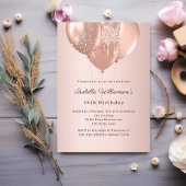 Rose gold balloons birthday  uitnodiging briefkaart