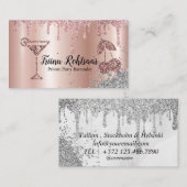 Rose Gold Balloons Black Chic Party Event Planner Visitekaartje (Voorkant / Achterkant)