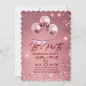 Rose Gold Birthday Invitation Template: Let's Part Save The Date (Voorkant)