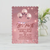 Rose Gold Birthday Invitation Template: Let's Part Save The Date (Staand voorkant)
