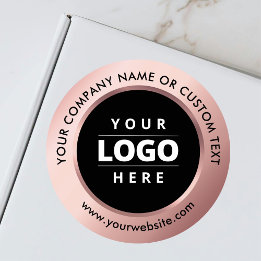 Rose Gold Black Business Logo Shipping Promotional Ronde Sticker