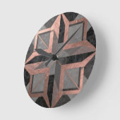 Rose Gold Black Geometric Marble Ronde Klok (Hoek)