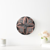 Rose Gold Black Geometric Marble Ronde Klok (Huis)