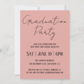 Rose Gold & Black Grad Party Photo Invitation Kaart (Achterkant)