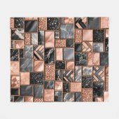 Rose Gold Black Marble Mosaic Fleece Deken (Voorkant (Horizontaal))