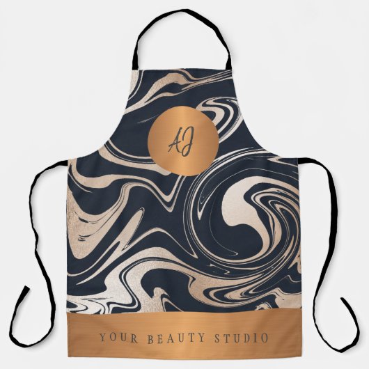 Rose gold black marble pattern salon name monogram schort (Voorkant)