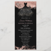 Rose Gold & Black Quinceañera Order of Events Programmakaart (Voorkant)