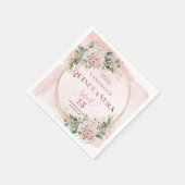 Rose Gold Blush Floral Greenery Napkin Mis Quince Servet (Hoek)