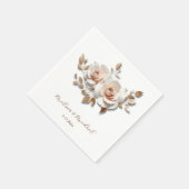 Rose Gold Blush Pink 3D Roses Your Names Wedding Servet (Hoek)