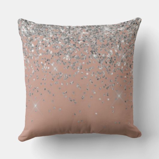 Rose Gold Blush Pink Silver Glitter Better Togethe Kussen (Achterkant)