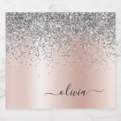 Rose Gold - Blush Pink Silver Glitter Monogram Bier Etiket (Enkel label)