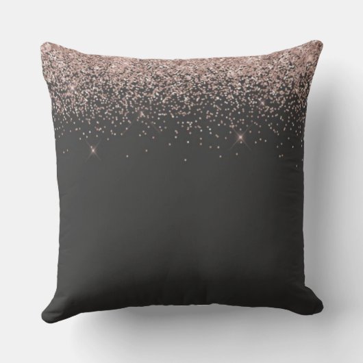 Rose Gold Blush Pink Silver Glitter Script Persona Kussen (Achterkant)