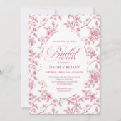 Rose Gold Blush Toile Roses Floral Bridal Shower   Kaart (Voorkant)