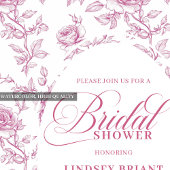 Rose Gold Blush Toile Roses Floral Bridal Shower   Kaart