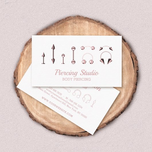 Rose Gold Body Piercing Studio Visitekaartje