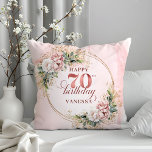 Rose Gold Bohemian Flowers Pillow 70th Birthday  Kussen<br><div class="desc">✅ For matching items search 36-70 in my collections ✅ Celebrate 70 years in style with this shimmering rose gold pillow. Featuring dusty pink, blush pink, and light pink watercolor flowers, lush greenery, eucalyptus accents, and a gold frame, this boho, floral, and bohemian design makes a perfect gift for a...</div>