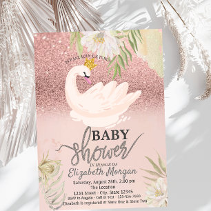 Rose Gold Bokeh,Zwaan Boho Bloemen Baby Shower Kaart