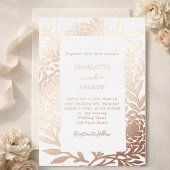 Rose gold botanical luxury wedding folie uitnodiging
