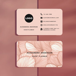 Rose Gold Botanische Bladeren Bloemist Logo Visitekaartje