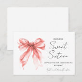 Rose Gold Bow Coquette Script Sweet 16 Thank You  Bedankkaart (Voorkant / Achterkant)