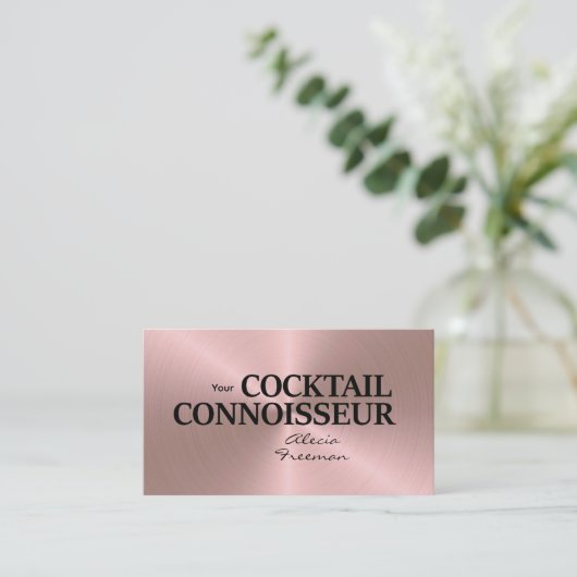 Rose Gold Brushed Event Bartender Business Card Visitekaartje (Staand voorkant)