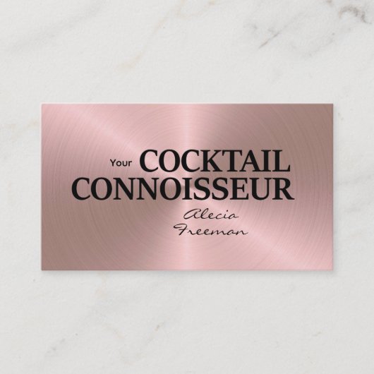 Rose Gold Brushed Event Bartender Business Card Visitekaartje (Voorkant)