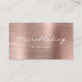 Rose Gold Brushed Metal Script Microblading Visitekaartje (Voorkant)