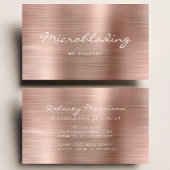 Rose Gold Brushed Metal Script Microblading Visitekaartje