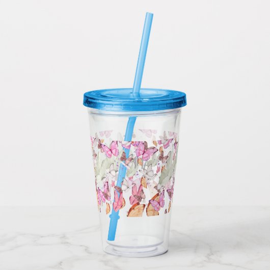 rose gold butterfly acryl drinkbeker (Achterkant)