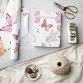 rose gold butterfly cadeaupapier